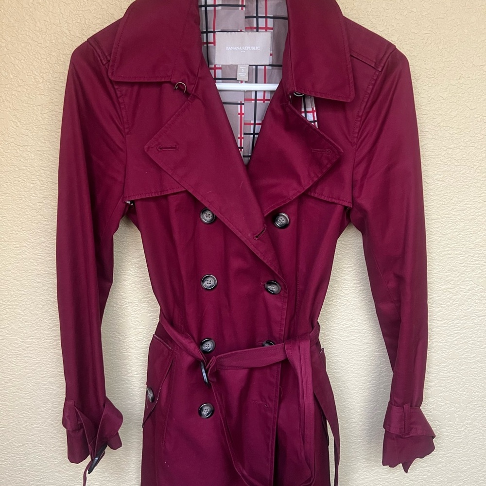 Banana Republic Burgundy Deep Red Trench Coat - Sz SP